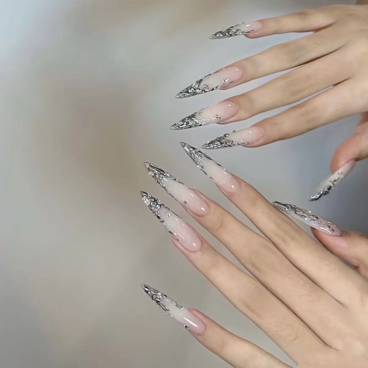 Yk2 White Gradient Gilt and Di - Nail Extension Tips ulasan dan harga