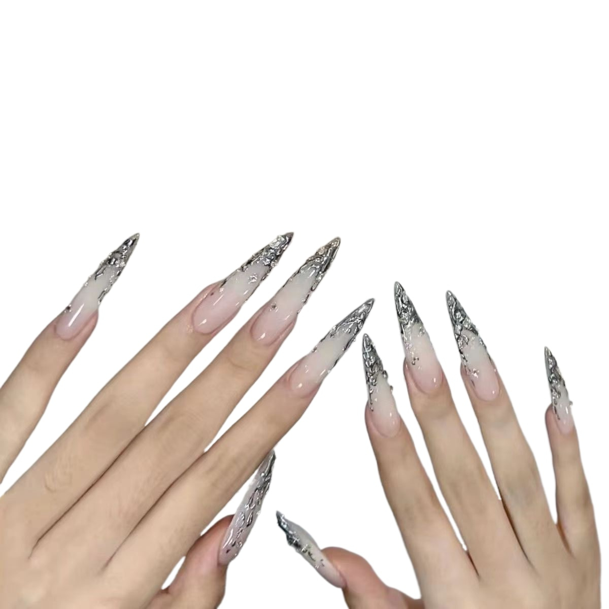 Yk2 White Gradient Gilt and Di - Nail Extension Tips ulasan dan harga