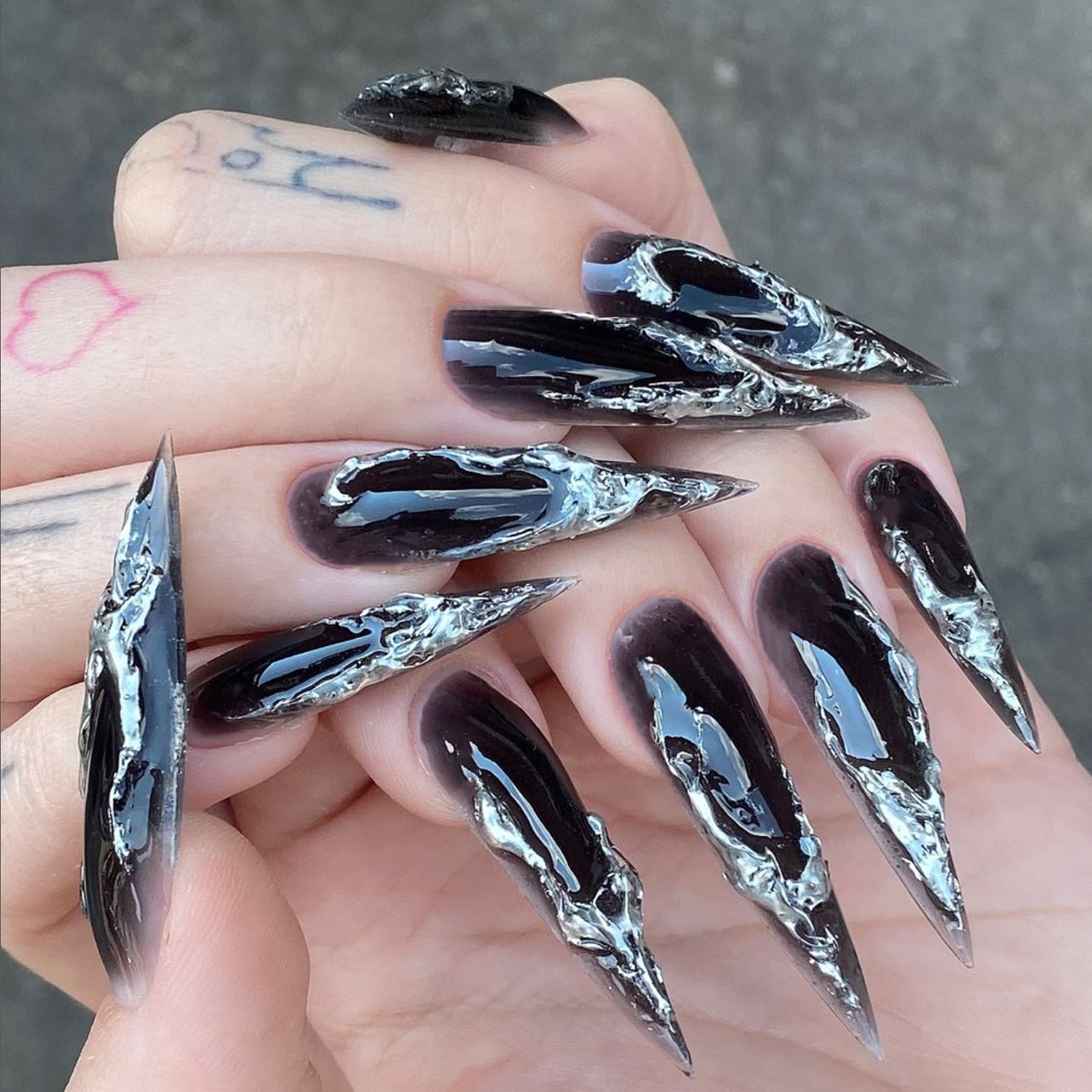 24Pcs Stiletto Shape Black Red - Nail Extension Tips ulasan dan harga