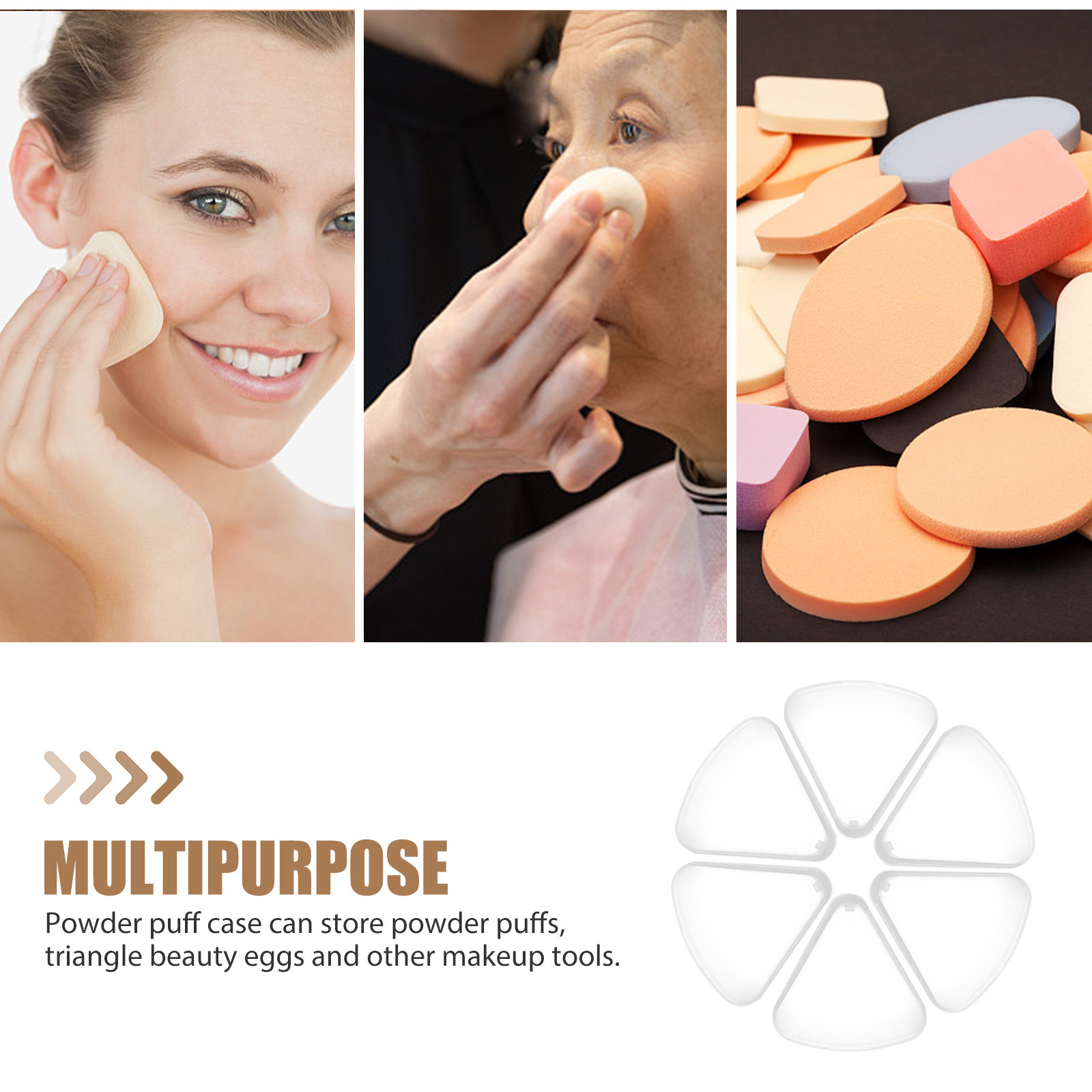 6Pcs Triangle Powder Puff Case - Beauty In Makeup ulasan dan harga