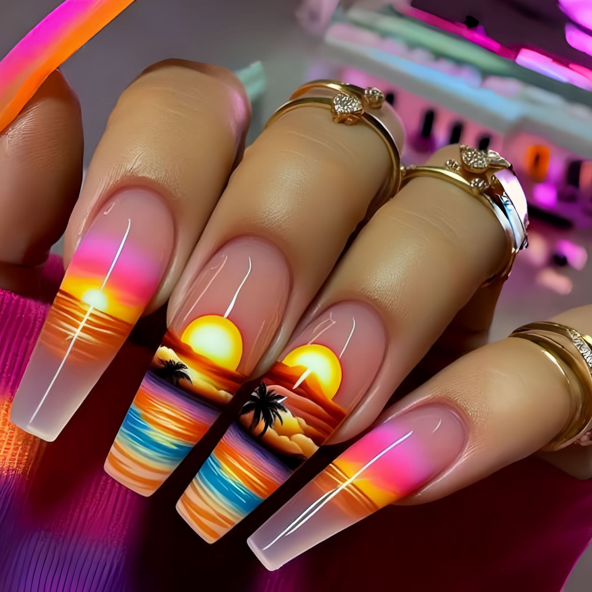24pcs/set Medium long fake nai - Nail Extension Tips ulasan dan harga