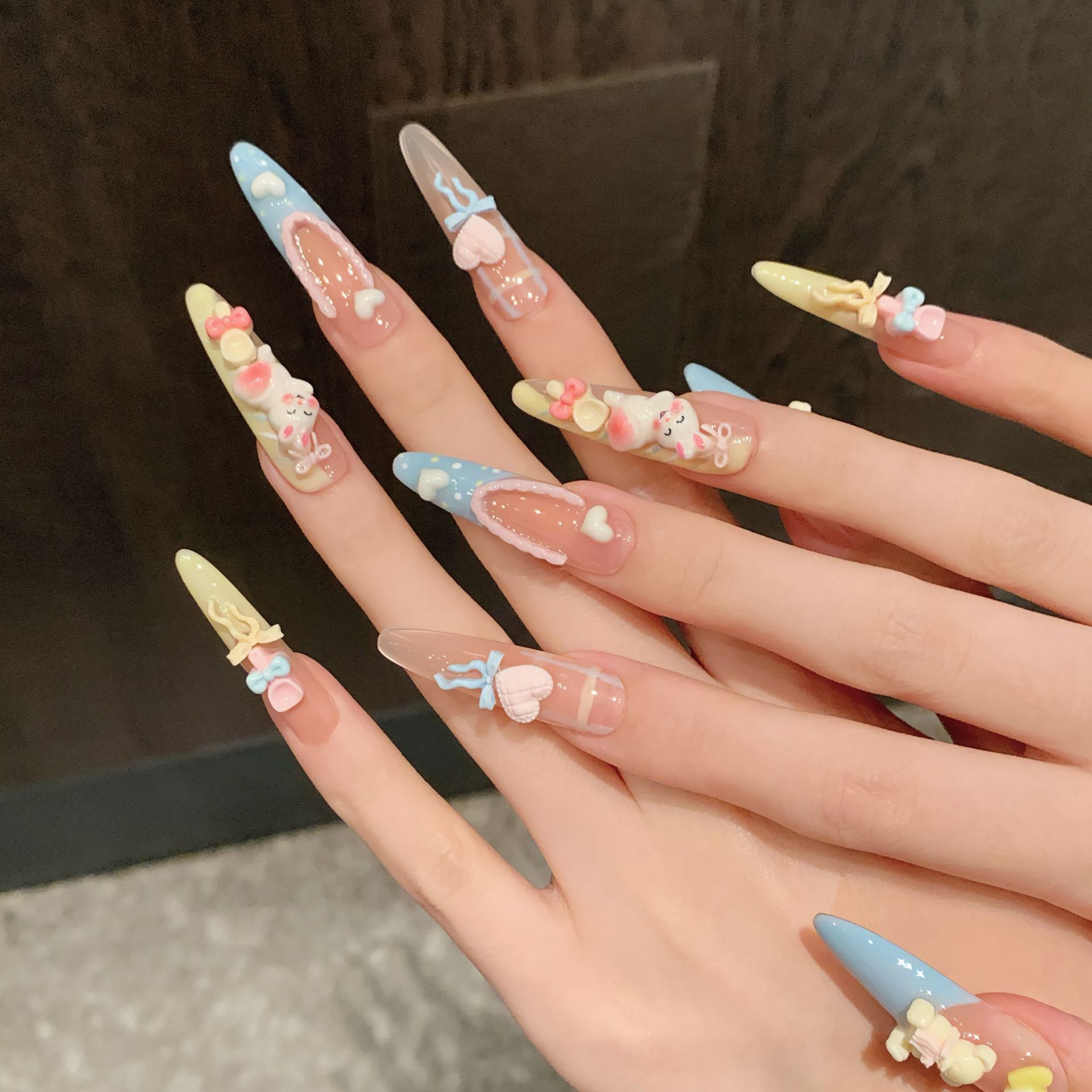 10pcs Cute Bear Rabbit Press O - Nail Extension Tips ulasan dan harga