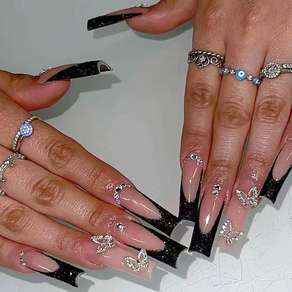 24pcs Black French Fake Nails  - Nail Extension Tips ulasan dan harga