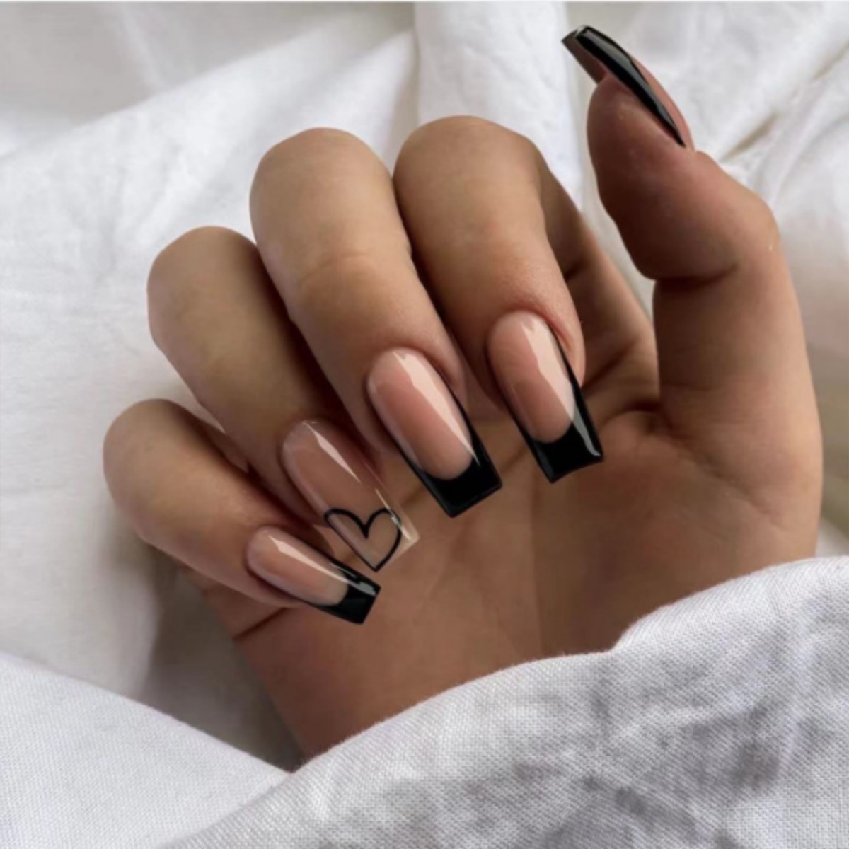 24pcs Black French Fake Nails  - Nail Extension Tips ulasan dan harga